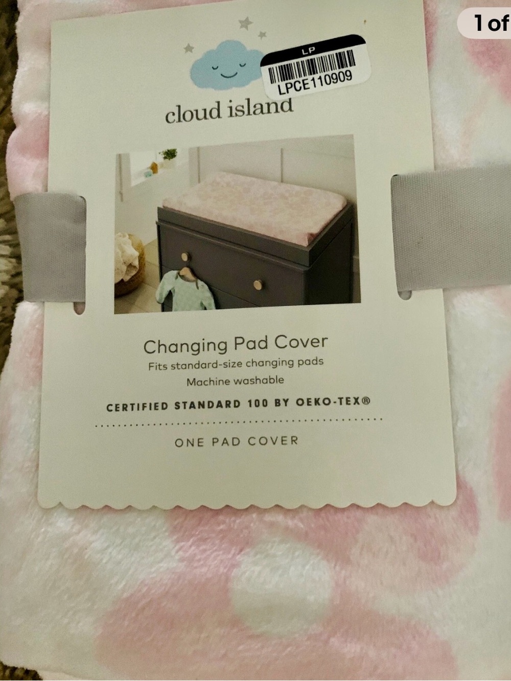 cloud island Pink and White Plush Polka Changing Pad Cover